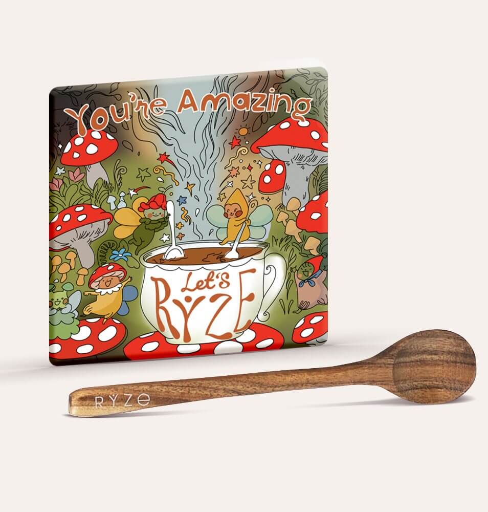 Mushroom Magnet + Acacia Spoon - Easy Scoop