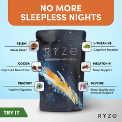 RYZE Hot Cocoa - with 6 Sleep Superfoods to Help Fall Asleep and Stay Asleep - Cozy Cup