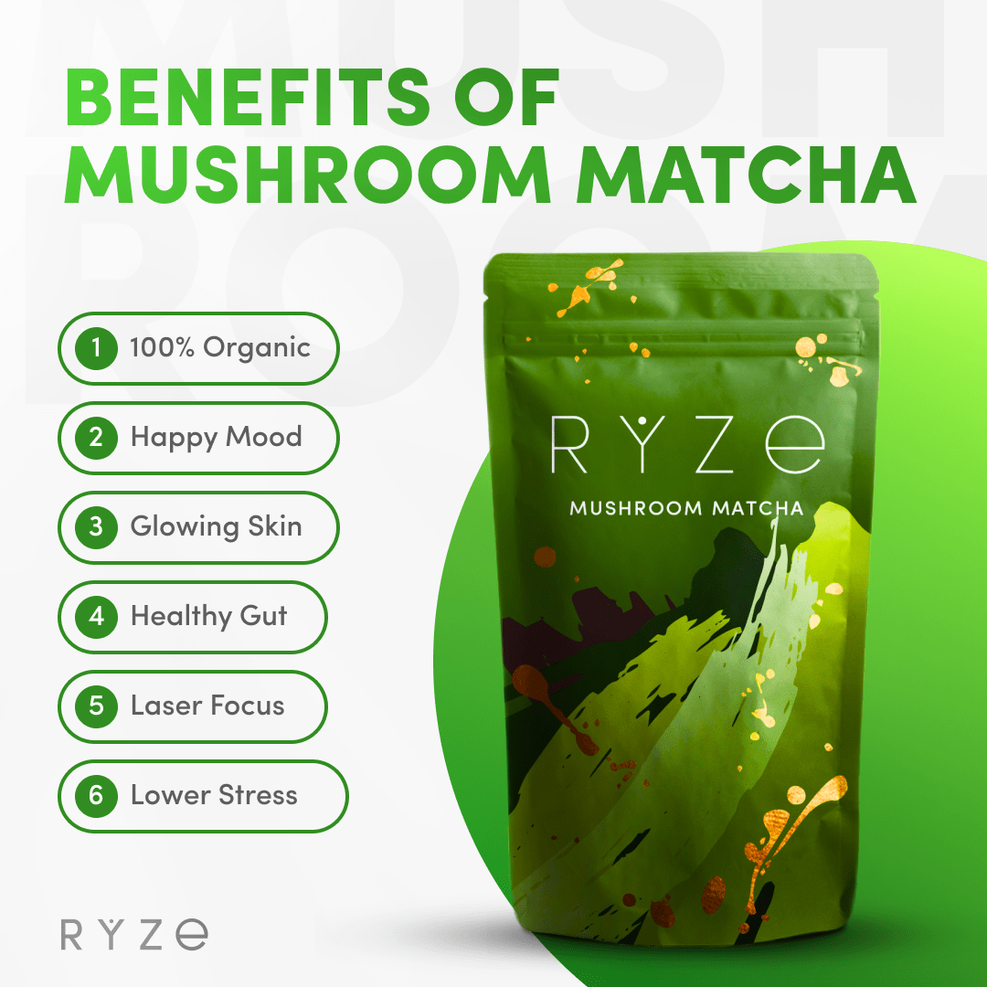 RYZE Organic Mushroom Matcha Starter Kit (60 servings) - Ready Kit